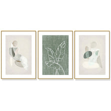 Wall Art 50cmx70cm Abstract body and leaves 3 Sets Gold Frame Canvas