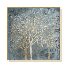 Wall Art 100cmx100cm Forest In The Twilight Trees Gold Frame Canvas