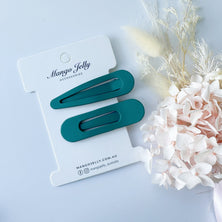 MANGO JELLY Large Pastel Coated Hair Clips - Teal - Twin Pack