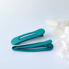 MANGO JELLY Large Pastel Coated Hair Clips - Teal - Twin Pack
