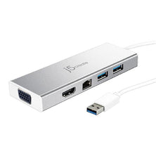J5create JUD380 USB 3.0 Mini Dock for Dual display Adapter includes HDMI & VGA output, USB 3.1 Type-A port x 2, Gigabit Ethernet port