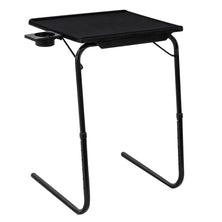 Foldable Table Adjustable Tray Laptop Desk with Removable Cup Holder-Black