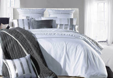 Luxton Super King Size White Striped Sequins Quilt Cover Set(3PCS)
