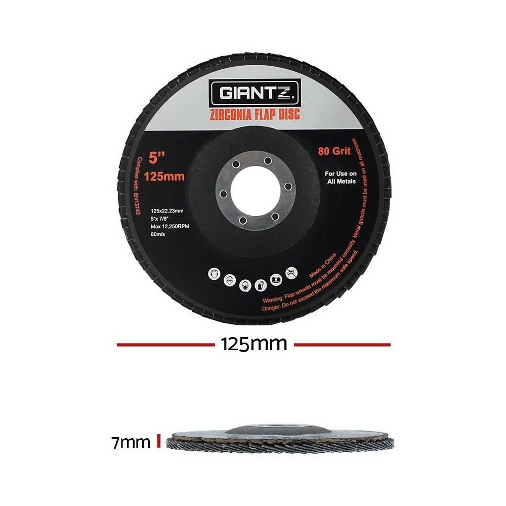 Giantz 100 PCS Zirconia Sanding Flap Disc 5
