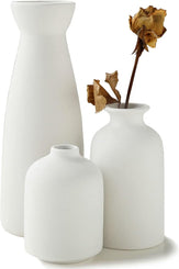 Ceramic Set of 3 Modern White Vases for Home D�cor