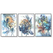Wall Art 60cmx90cm Watercolor Style Abstract Flower 3 Sets Black Frame Canvas