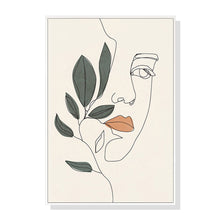 Wall Art 70cmx100cm Line Art Girl Face White Frame Canvas