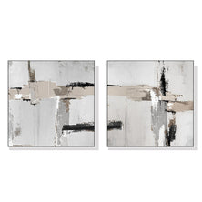 Wall Art 80cmx80cm Neutral Abstract 2 Sets White Frame Canvas