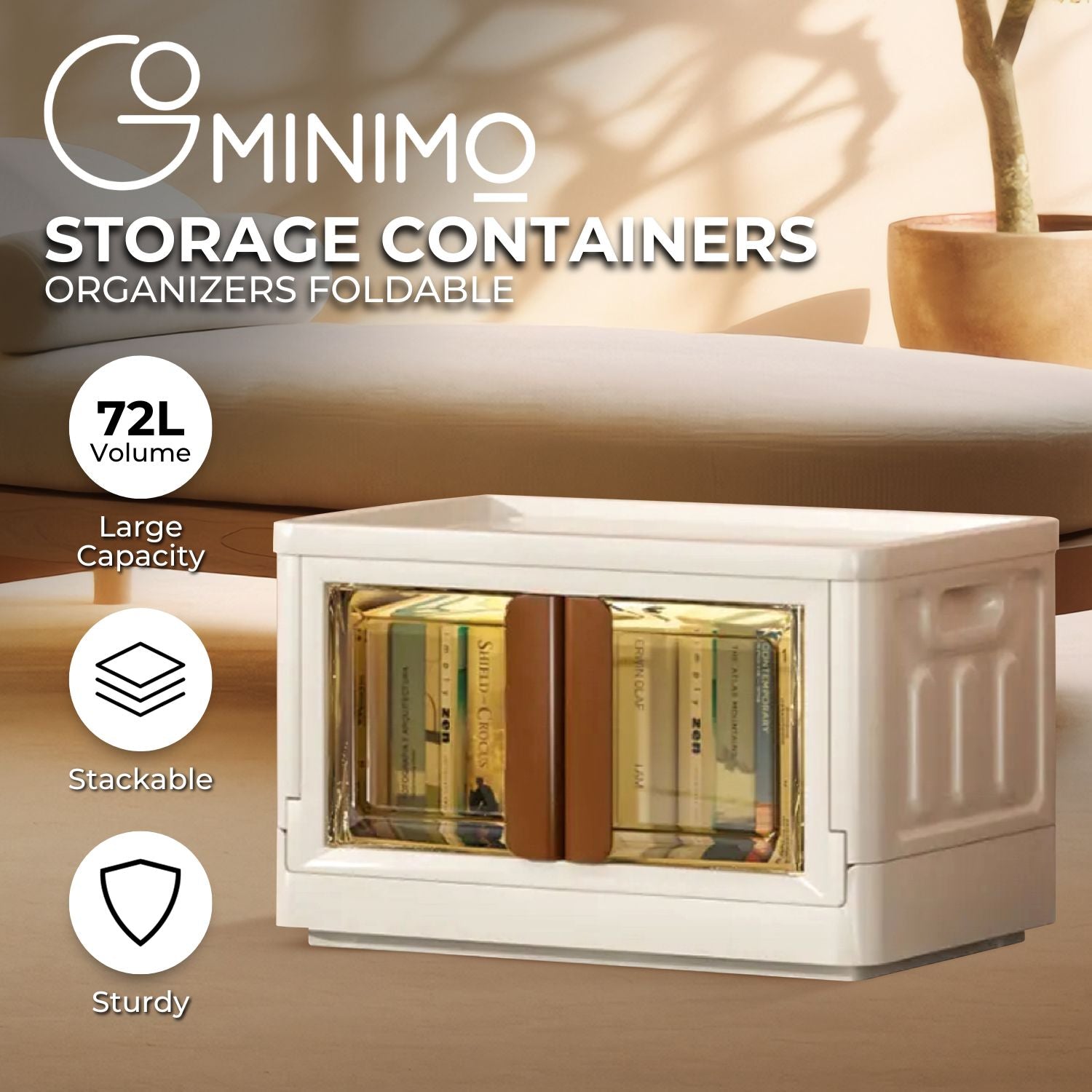 GOMINIMO 72L Foldable Storage Organizers(lvory+Brown) GO-FSCR-101-HXH