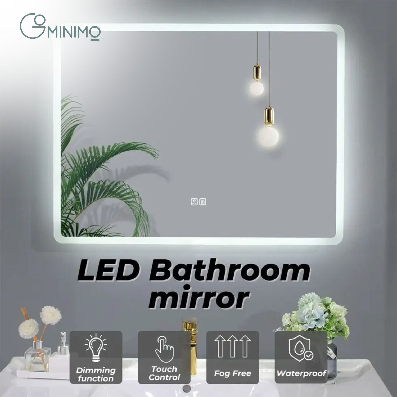 GOMINIMO LED MIrror 1000mm Rectangle GO-BM-100-JR