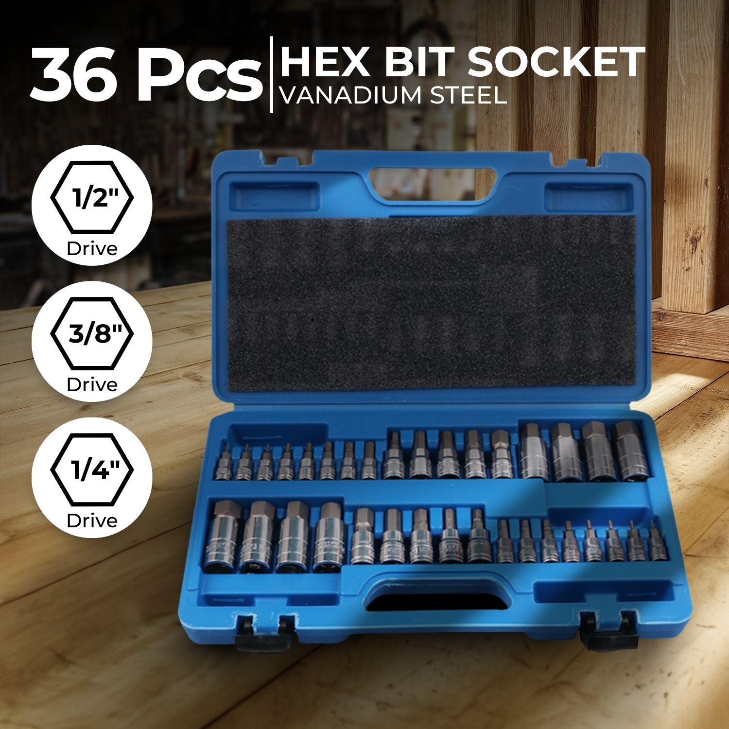 RYNOMATE Hex Bit Socket Set with 1/4