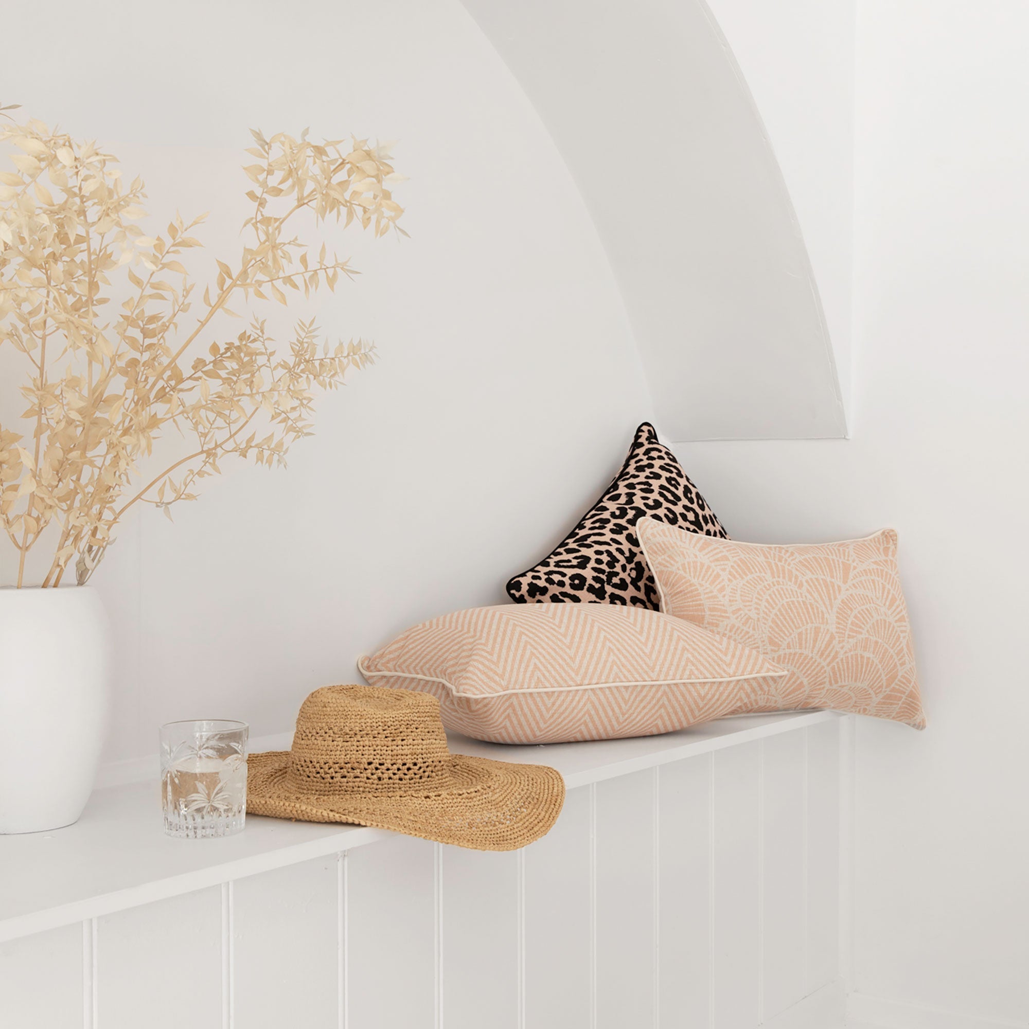 Cushion Cover-With Piping-Positano Blush-35cm x 50cm
