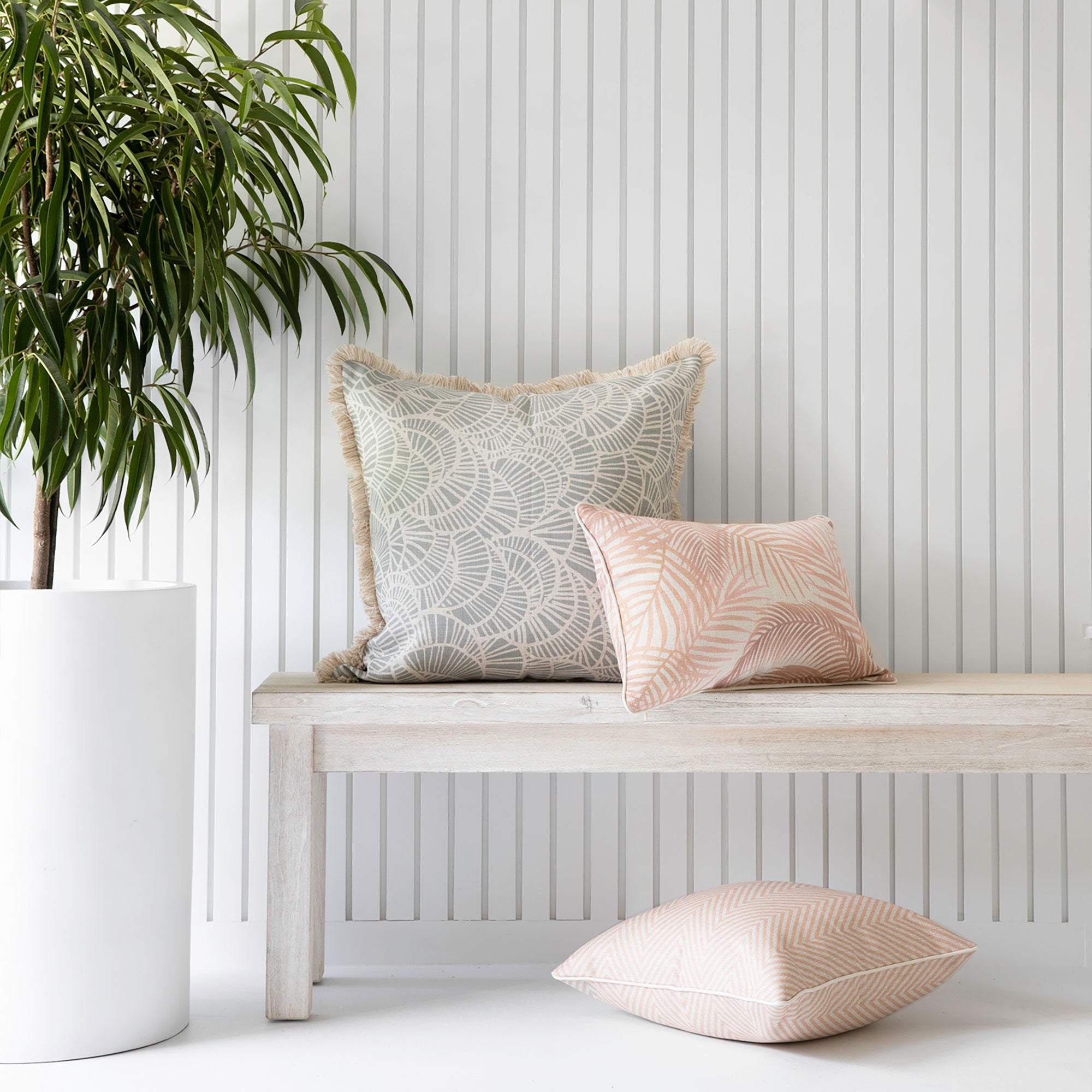 Cushion Cover-Coastal Fringe Natural-Positano Smoke-60cm x 60cm