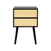 Sarantino Ivan Bedside Table Night Stand - Black/natural