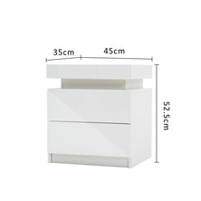 2X Bedside Table 2 Drawers RGB LED Bedroom Cabinet Nightstand Gloss AURORA WHITE