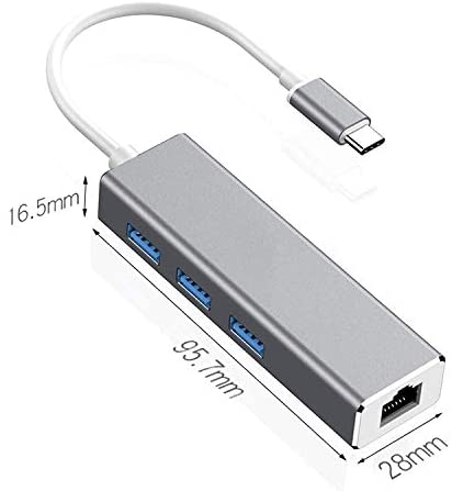 USB 3.1 USB-C Type C 1000 Mbps Gigabit Ethernet Rj45 LAN Adapter with 3 USB 3.0 Network Card