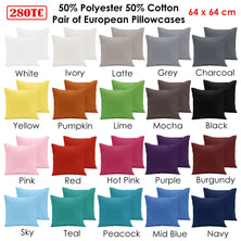 Pair of  280TC Polyester Cotton European Pillowcases Lime