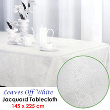 Leaves Off White Luxury Jacquard Tablecloth 145 x 225 cm