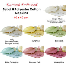 Set of 6 Damask Embossed Polyester Cotton Napkins Blossom Pink 40 x 40cm