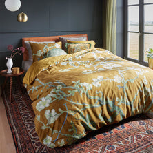 Bedding House Blossoming Ochre Cotton Sateen Quilt Cover Set Queen