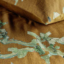 Bedding House Blossoming Ochre Cotton Sateen Quilt Cover Set Queen