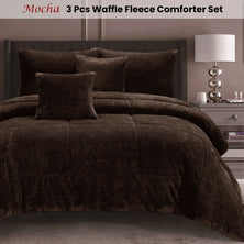 Ramesses Waffle Fleece Mocha 3 Pcs Comforter Set Double