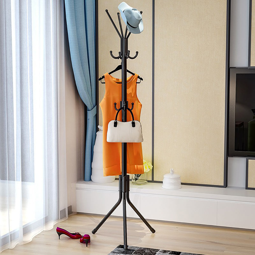 Freestanding Coat Rack with 12 Hooks 3-Tier Metal Hat Hanger Coat Tree(Black)