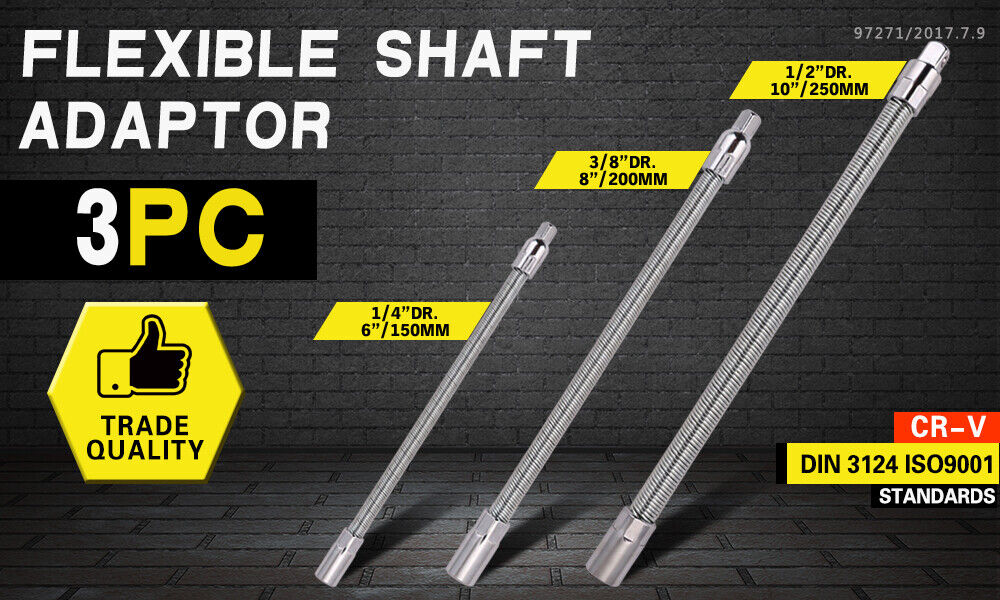 3PC Flexible Socket Extension Bars Shaft Set 1/2