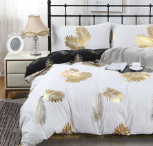 Reversible Design Leaves King Size Bed Quilt/Duvet Cover Set