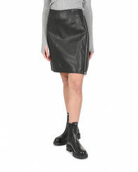 Hugo Boss Women's Lamb Leather Black Skirt in Black - XL