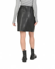 Hugo Boss Women's Lamb Leather Black Skirt in Black - XL
