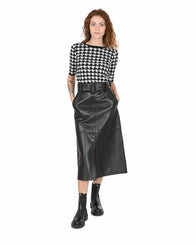 Hugo Boss Women's Lamb Leather Skirt in Black - S