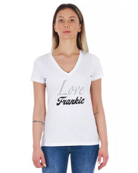 V-neck T-shirt with Front Print S Women