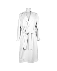 Wool Coat with Raglan Sleeves and Ribbon Belt Closure 40 IT Women