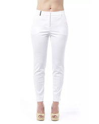 High Waist Slim Fit Trousers with Front and Back Pockets and Zip Closure 42 IT Women