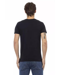 Short Sleeve T-shirt with V-neck and Front Print 2XL Men