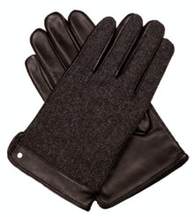 Dents Leather Wool Gloves Fleece Lined Warm  Mens Winter Herringbone - Brown - Brown - Small
