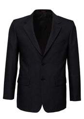 Mens Single Breasted 2 Button Suit Jacket Work Business - Pin Striped - Black - 127