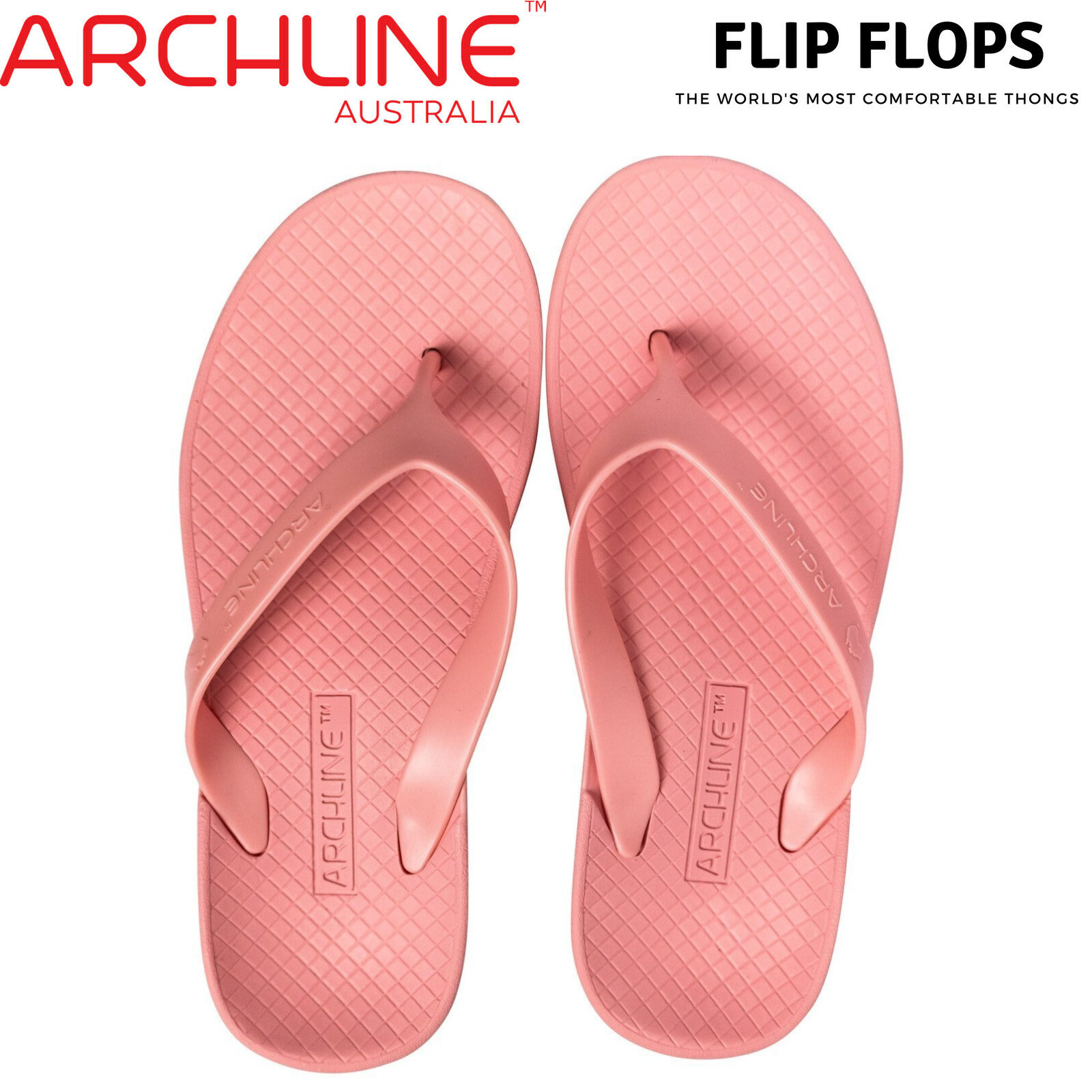 ARCHLINE Orthotic Thongs Arch Support Shoes Flip Flops - Pastel Pink - EUR 35