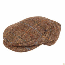 DENTS Abraham Moon Tweed Flat Cap Wool Ivy Hat Driving Cabbie Quilted 1-3038 - Chestnut - Medium