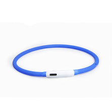 Rechargeable Night LED Dog Collar USB Glow Flashing Light Up Pet Collars Safety-Blue-Diameter Length-50cm