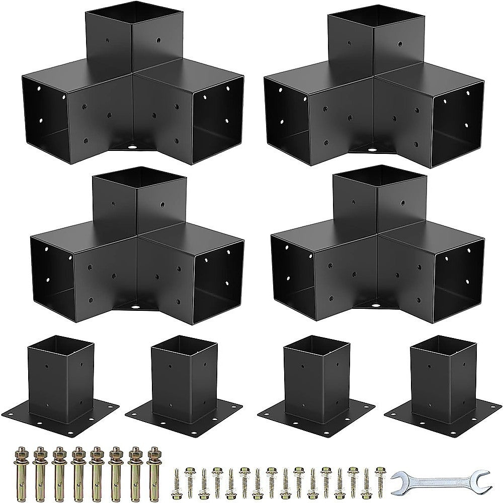 Roof Pergola Gazebo Shed Matte Black Steel Brackets and Black Screen DIY Kits