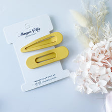 MANGO JELLY Large Pastel Coated Hair Clips - Mustard - Twin Pack
