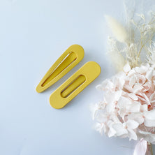 MANGO JELLY Large Pastel Coated Hair Clips - Mustard - Twin Pack