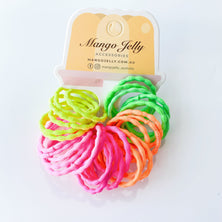 MANGO JELLY Kids Hair Ties (3cm) - Silky Pop Neon - Three Pack