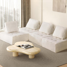 Oikiture 4PCS Modular Sofa Lounge Chair Armless Adjustable Back Sherpa White