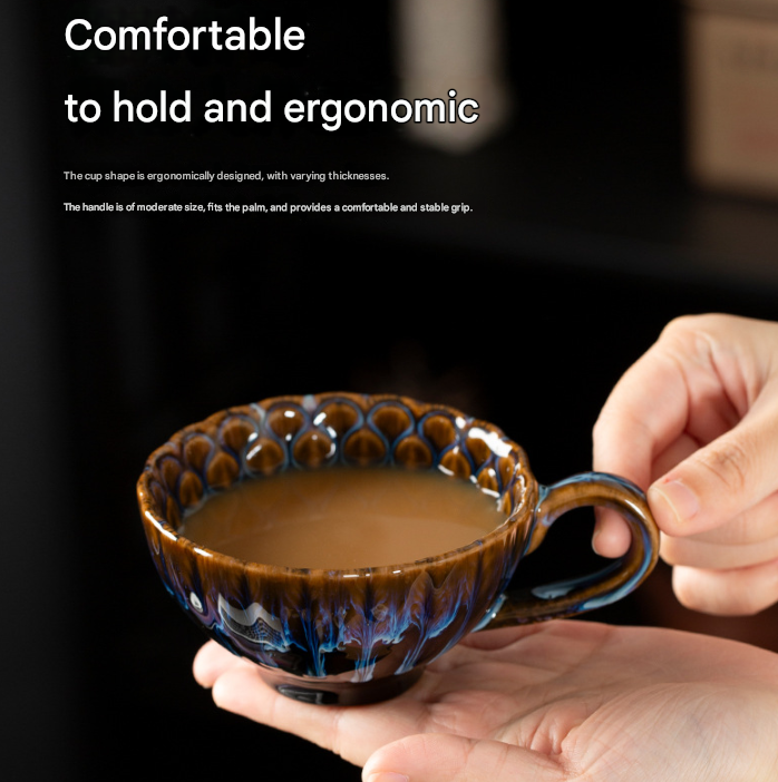 Blue-brown Creative Retro Kiln-Glazed Ceramic Cup - Exquisite Coffee & Afternoon Tea Mug, Home Milk Cup, Unique Gift