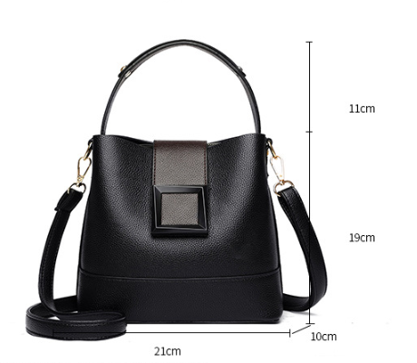 Black Versatile Bucket Bag - Stylish Trend Shoulder Handbag with Large Capacity Crossbody for Women (21x10x30 cm)
