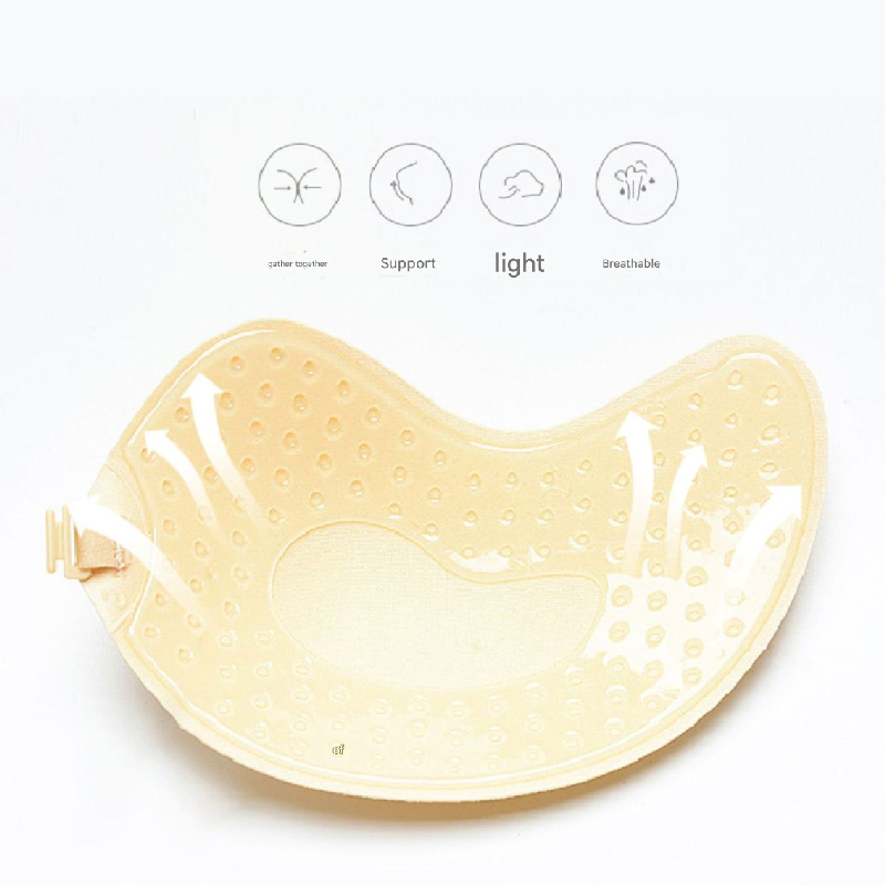 3-PCS Skin color Invisible Silicone Push-Up Bra - Reusable Adhesive Mango Breast Pasties with Breathable Design - Strapless Backless Self-Adhesive Nipple Covers for Women(Cup C)