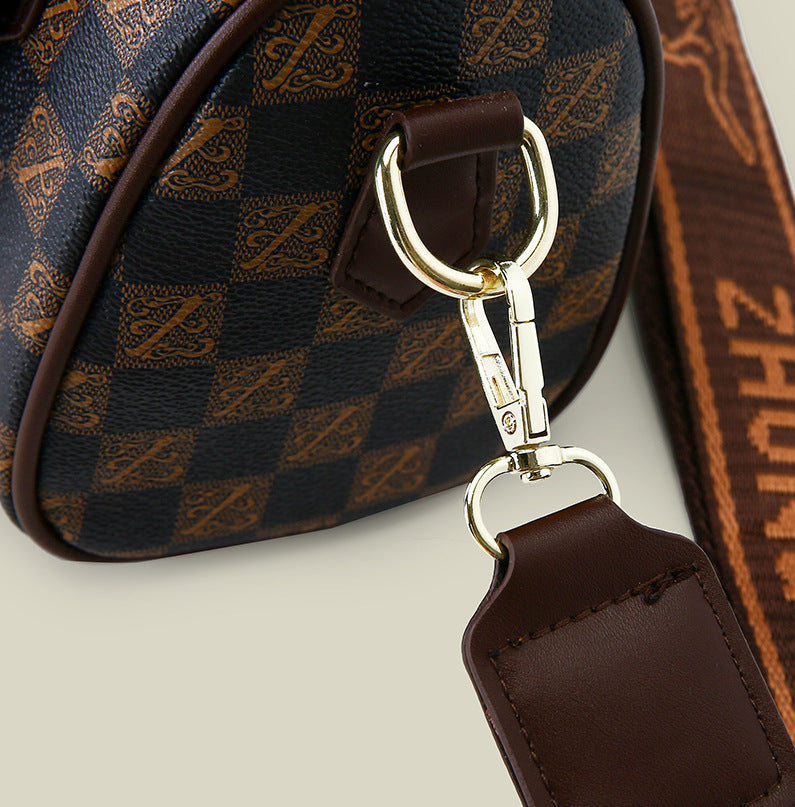 Black leopard print Stylish PU Leather Boston Bag - Elegant Retro Single Shoulder Crossbody Handbag for Women